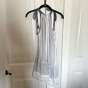 Maeve Blue and White Asymmetrical Halter Sundress